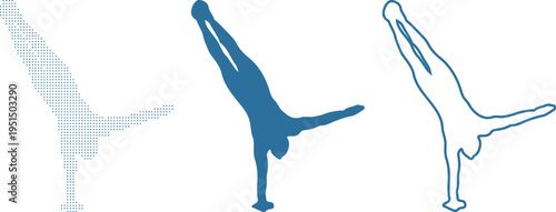 Gymnast Silhouettes in Blue and Dotted Patterns gymnastics sport