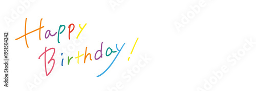 Happy Birthday colorful handwritten lettering minimal vector greeting design