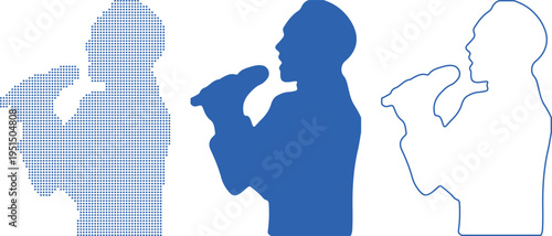 Singer Holding Microphone And Map Of Canada In Blue vector illustration