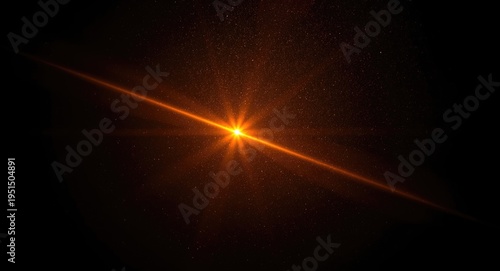 Orange light flare overlay on a black grainy background with copy space
