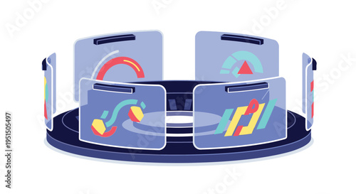 3D Infographic Elements on Podium Display.