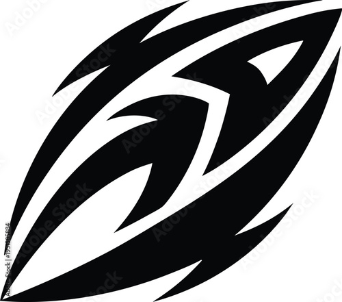 Abstract Mangrove Fish Black Logo Minimal T-Shirt Design