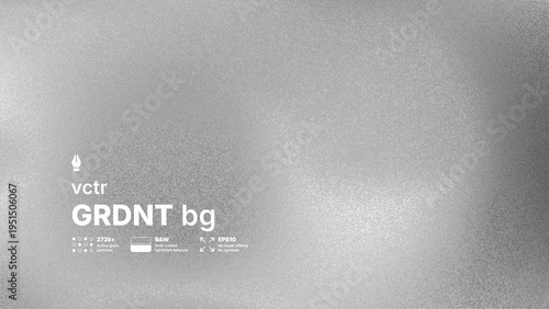 Abstract black and white vector background with high detailed noise texture and blurred gradient effect. Modern grayscale silver grainy overlay for industrial or brutalist design concepts.