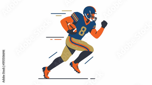 An American football player running with the ball on the field