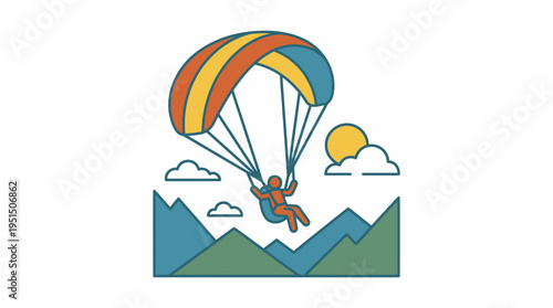 A person paragliding over a mountain range with a parachute
