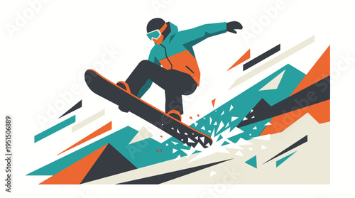 A snowboarder performs a trick on a mountain slope