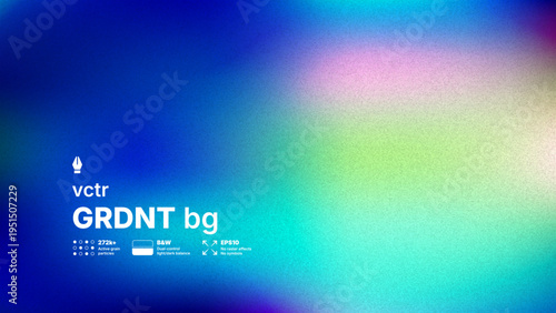 Cinematic grainy mesh gradient vector background with floating dust particles and vibrant blue green colors. Abstract textured noise overlay on soft blurred wallpaper for modern aesthetic design.