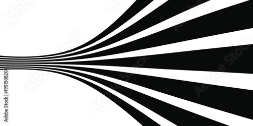 Dynamic Vector Illustration Showcasing a Captivating Abstract Tunnel Effect with Sleek Black and White Converging Lines, Creating an Impactful Visual Design