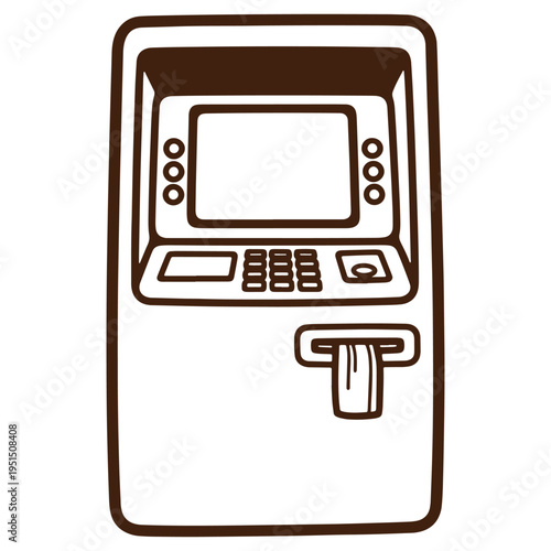 Illustrated ATM Machine Icon Design for Financial Transactions and Banking Services