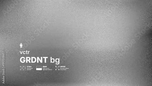 Abstract black and white vector background with high detailed noise texture and blurred gradient effect. Modern grayscale silver grainy overlay for industrial or brutalist design concepts.