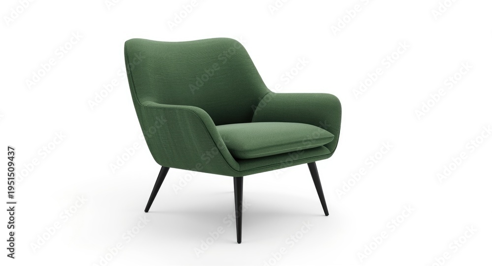 Fototapeta premium Modern green armchair with sleek contours and distinctive texture displayed against white background highlighting furniture design