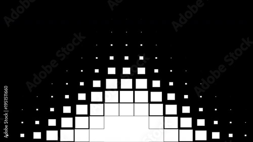 Animated Abstract Pixel Grid Shape Transition on Black and White Background. 4K