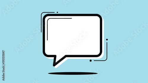 Simple, clean speech bubble with abstract lines on a light blue background, perfect for quotes, messages, or announcements.