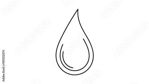Simple line art icon of a single teardrop or water drop, representing concepts of liquid, purity, emotion, or hydration.