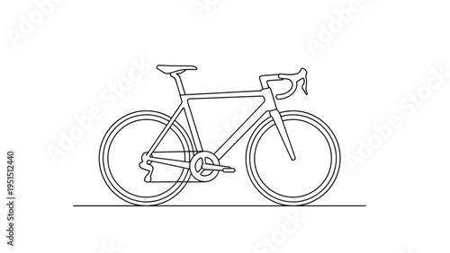 Detailed outline illustration of a modern road bicycle, symbolizing cycling, sports, fitness, and eco-friendly transportation.