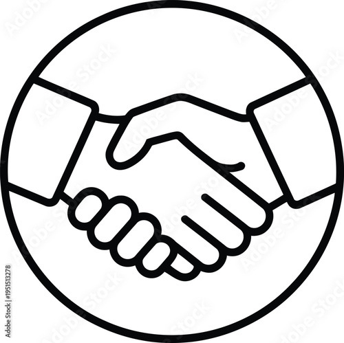 A handshake between two people in a circle