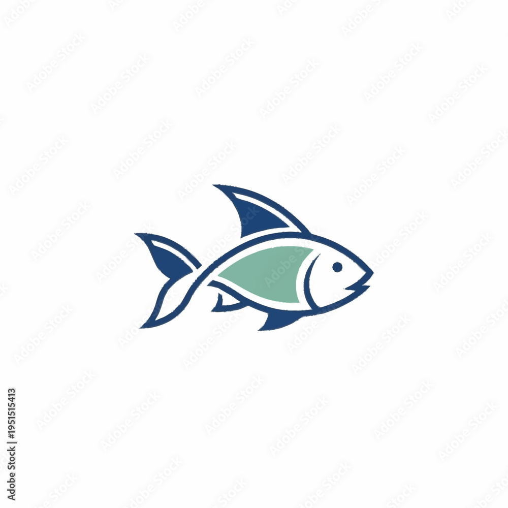 Obraz premium Stylized Fish Logo Design with Blue and Green Tones.
