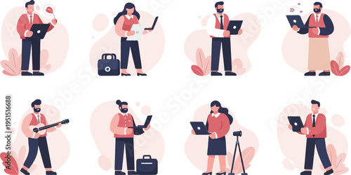 Diverse individuals engaged in various professional and leisure activities (2)