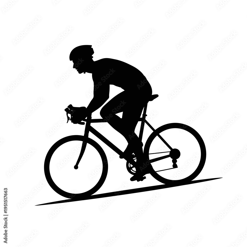 Fototapeta premium Man Riding a Bicycle Fast Outdoors.