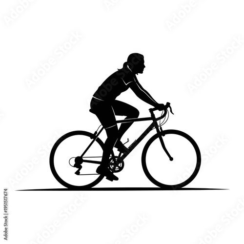 Man Riding a Bicycle Fast Outdoors.