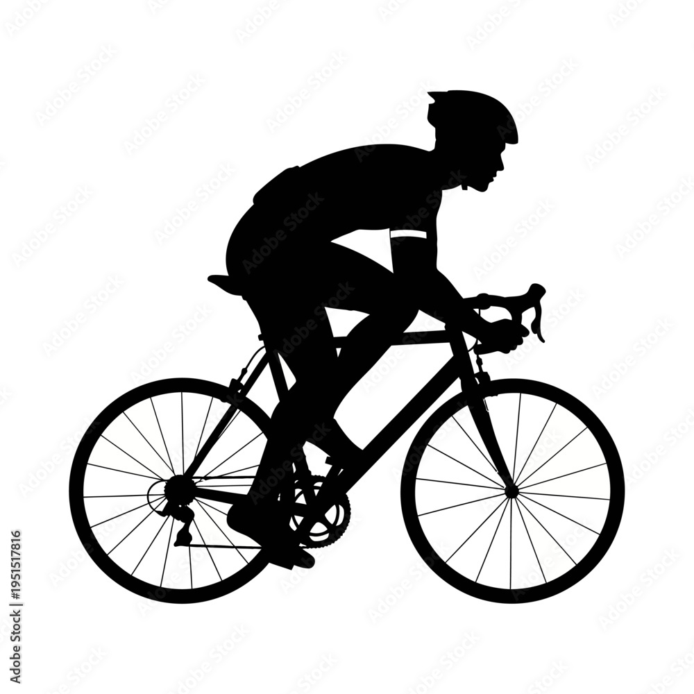 Obraz premium Man Riding a Bicycle Silhouette Profile.