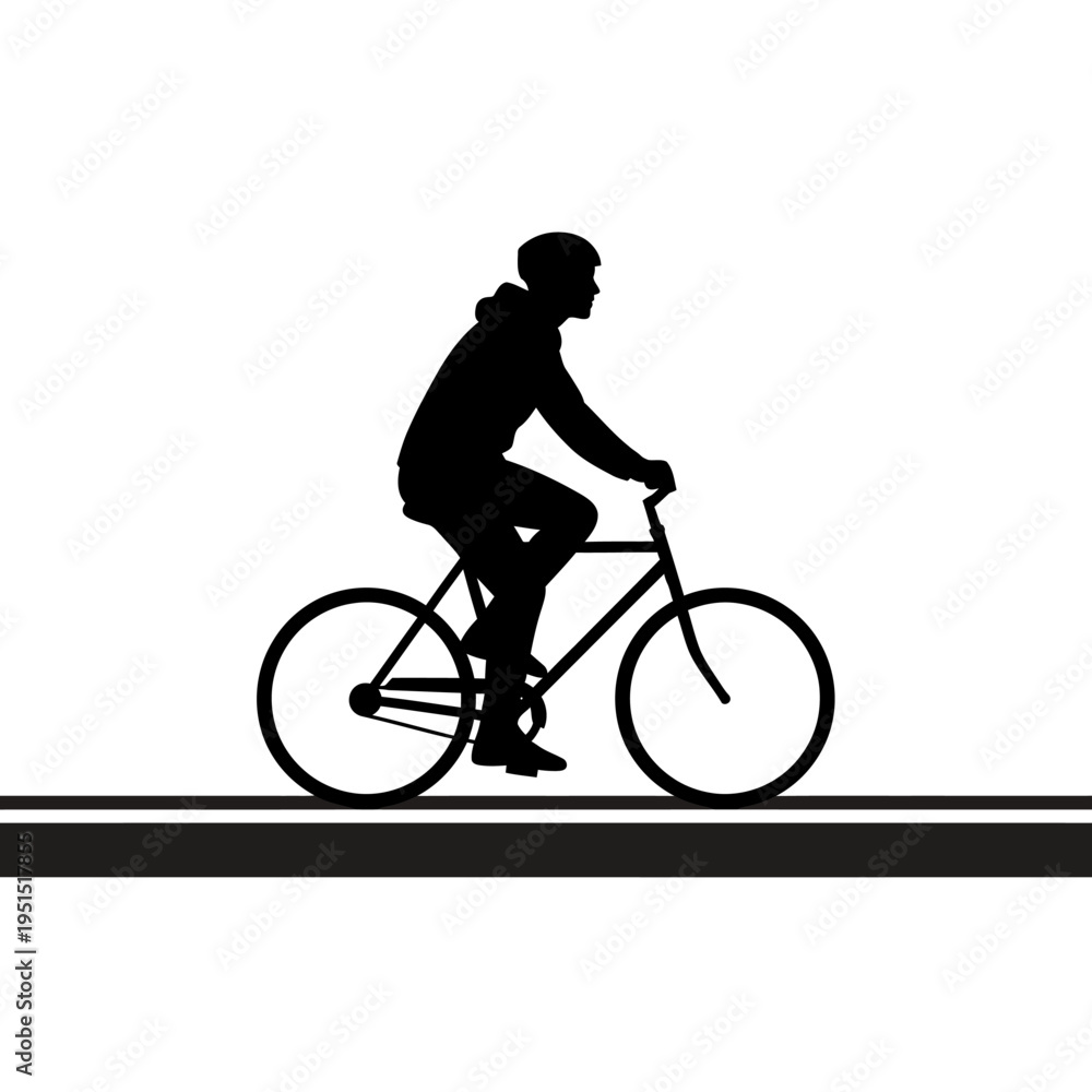 Obraz premium Man Riding a Bicycle Silhouette Profile.