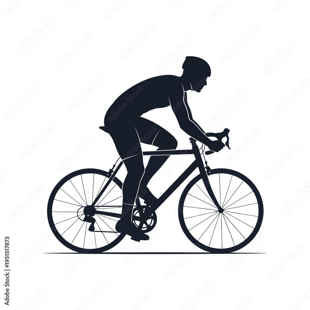 Fototapeta premium Man Riding a Bicycle Silhouette Sport.