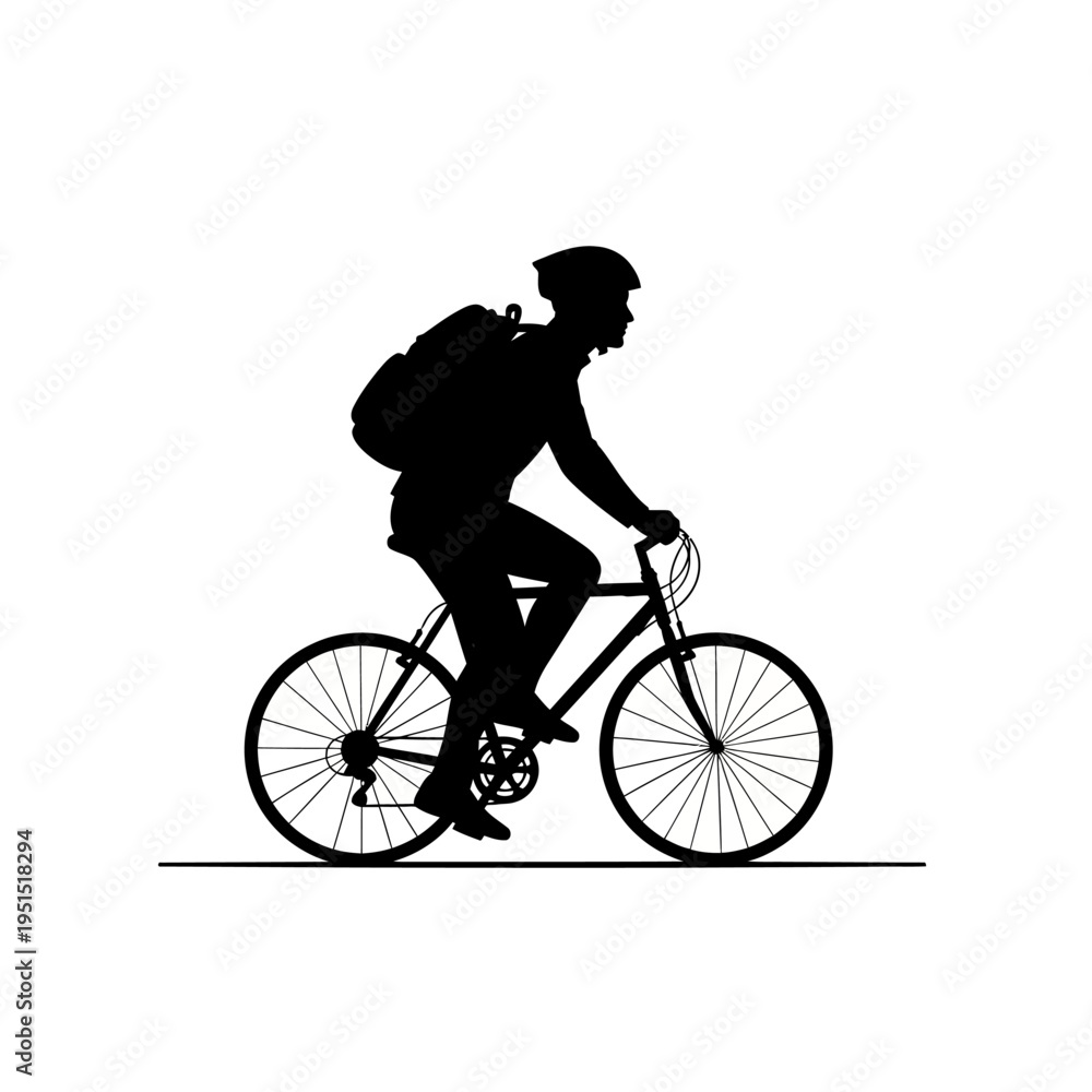 Fototapeta premium Man riding bicycle with backpack.