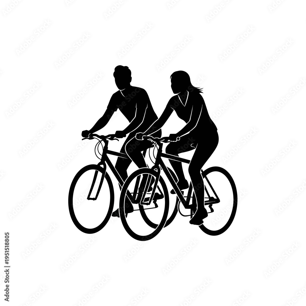 Fototapeta premium Two People Riding Tandem Bicycle.