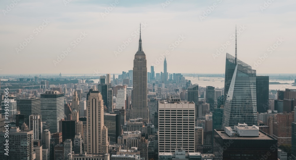Fototapeta premium Panoramic snapshot of a metropolitan skyline with varied building heights