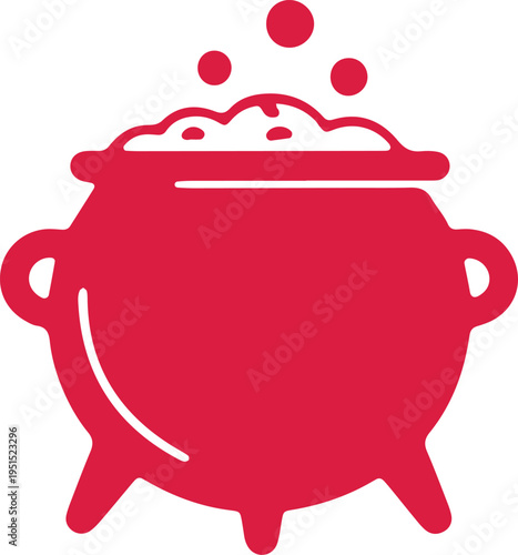 A classic cauldron icon emitting bubbling potion with floating droplets above it