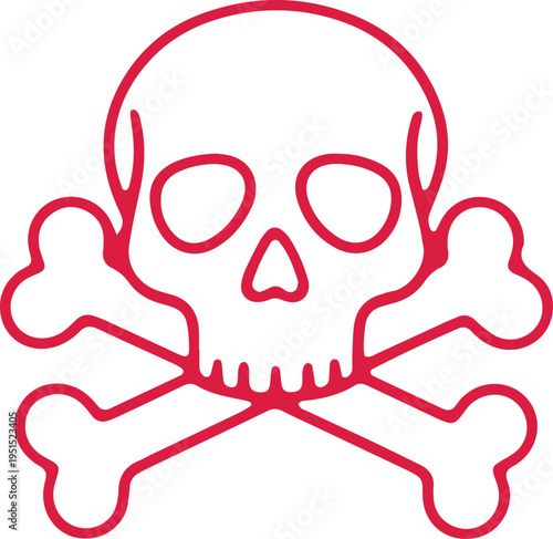 Classic depiction of a skull and crossbones symbolizing danger or piracy