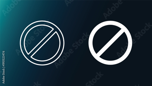 Prohibition signs with circle and line on dark background indicating forbidden or not allowed concepts