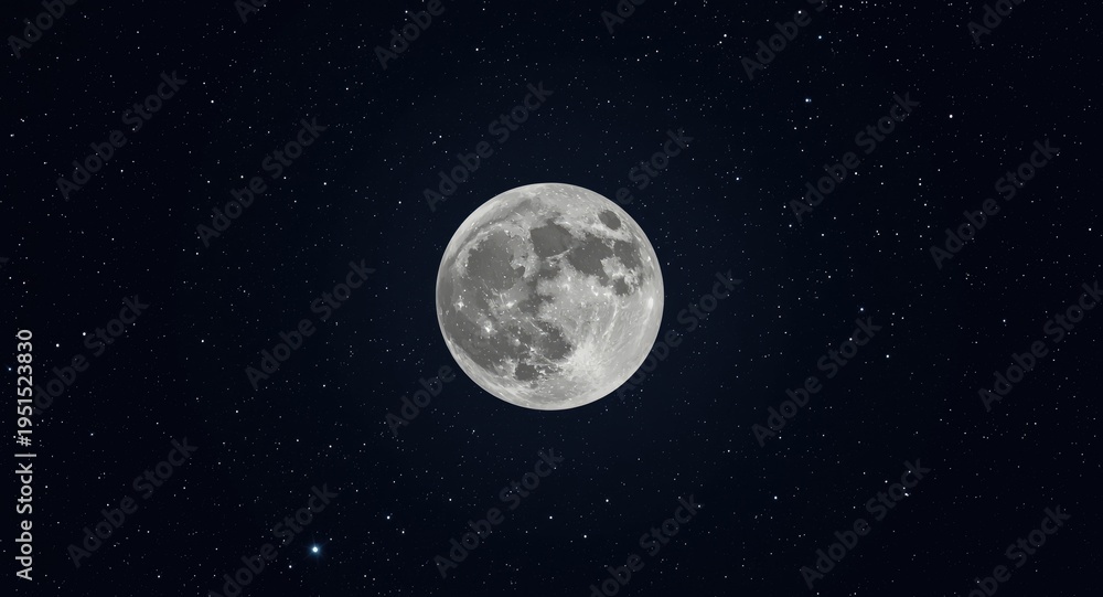 Obraz premium Full view of the Moon with starry deep space background