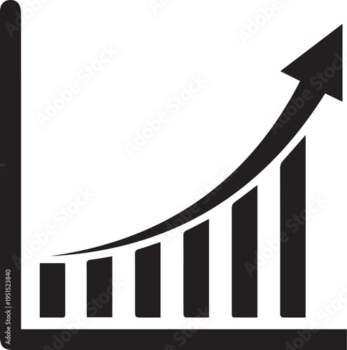 A silhouette graph chart with an upward trend arrow