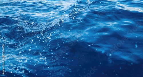 Sea splashing with blue water reflections in an abstract ocean background