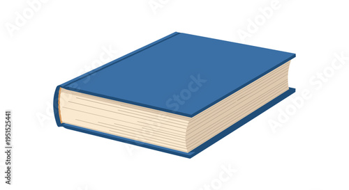 A blue hardcover book lies flat on a white surface, displaying its top cover and exposed pages.