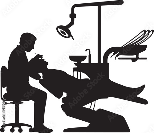 Dentist and patient in dental chair dentist's chair