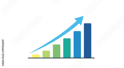 A colorful five-bar chart with an upward-curving blue arrow illustrates growth on a clean white background. Free Download A colorful five-bar chart with an upward-curving blue arrow illustrates growth on a clean white background. - GFXLoad