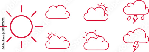 Collection of weather icons depicting different atmospheric conditions