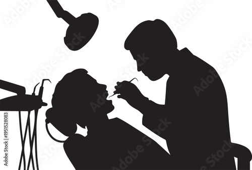 Dentist examining patient mouth with dental tools examination