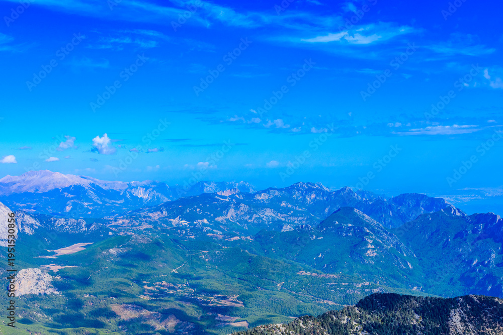 Obraz premium View on Taurus mountains from the summit of Tahtali mountain