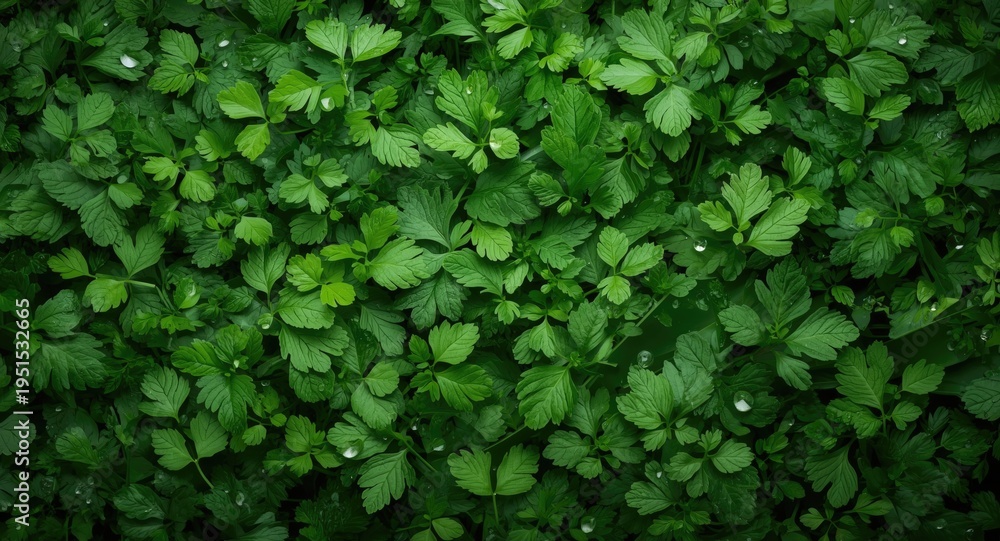 Obraz premium Detailed coriander leaf background with natural green hues and copy space