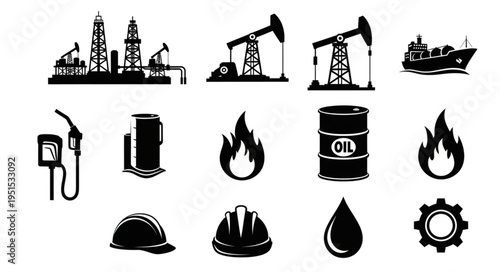 Oil and Gas Industry Icons - A Collection of Essential Symbols.