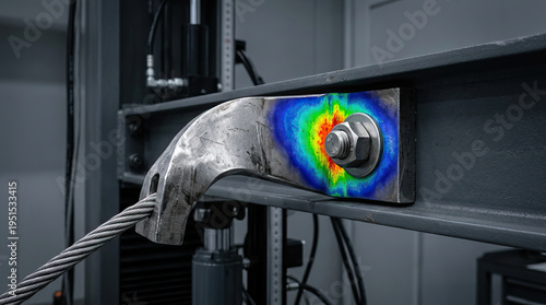 Wallpaper Mural Metal stress test on steel structure with colorful strain distribution showing tension and pressure in industrial setting Torontodigital.ca