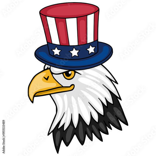Patriotic Uncle Sam Hat Eagle Head Vector Illustration for Independence Day