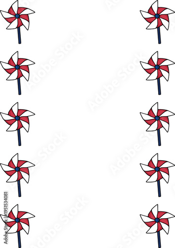Festive red, white, and blue pinwheel vector illustration for Fourth of July celebrations