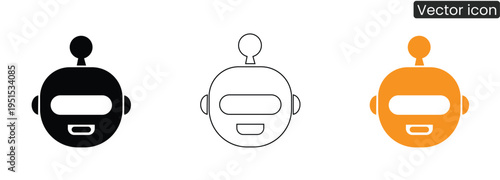 A set of vector icons depicting a person wearing a welding mask in black, line art, and orange, ideal for industrial or safety themes