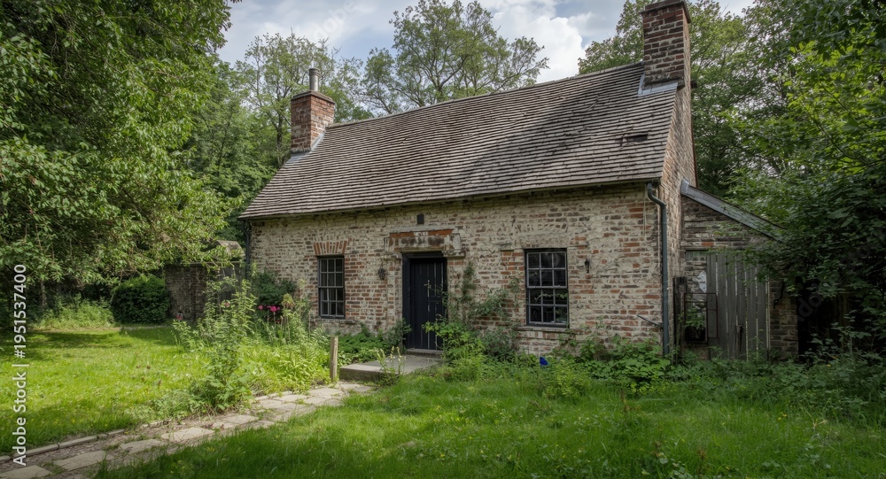 Fototapeta premium Old dwelling focusing on conservation by historic bathing site