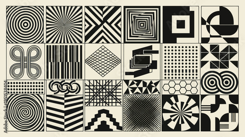 Abstract Geometric Patterns Collection Black and White Optical Illusions.